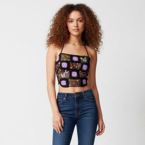 Urban Outfitters Tops - Urban Outfitters Casba Strappy Crochet Halter Top - Small